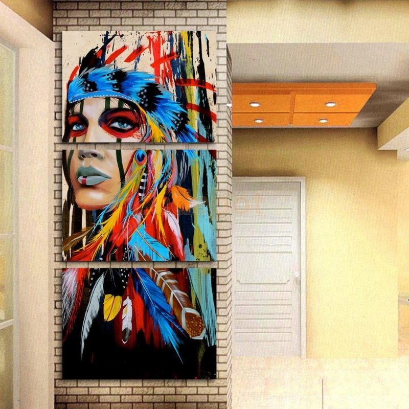 3ks Moderný Abstraktný Obraz Na Plátne Bezrámový Na Stenu Indická Žena Spálňa Obývacia Izba Home Decor