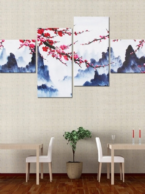 4 Ks Plum Blossom Nezarámovaný Moderný Obraz Na Plátne Nástenné Umenie Obývacia Izba Home Decor