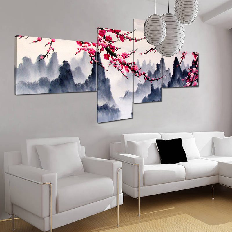 4 Ks Plum Blossom Nezarámovaný Moderný Obraz Na Plátne Nástenné Umenie Obývacia Izba Home Decor