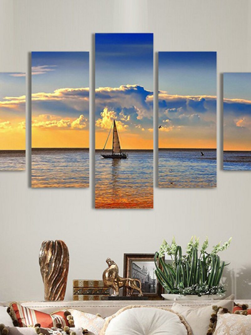 5 Ks Estetický Súmrak More Maľované Dekorácie Spálňová Stena Art Home Decor