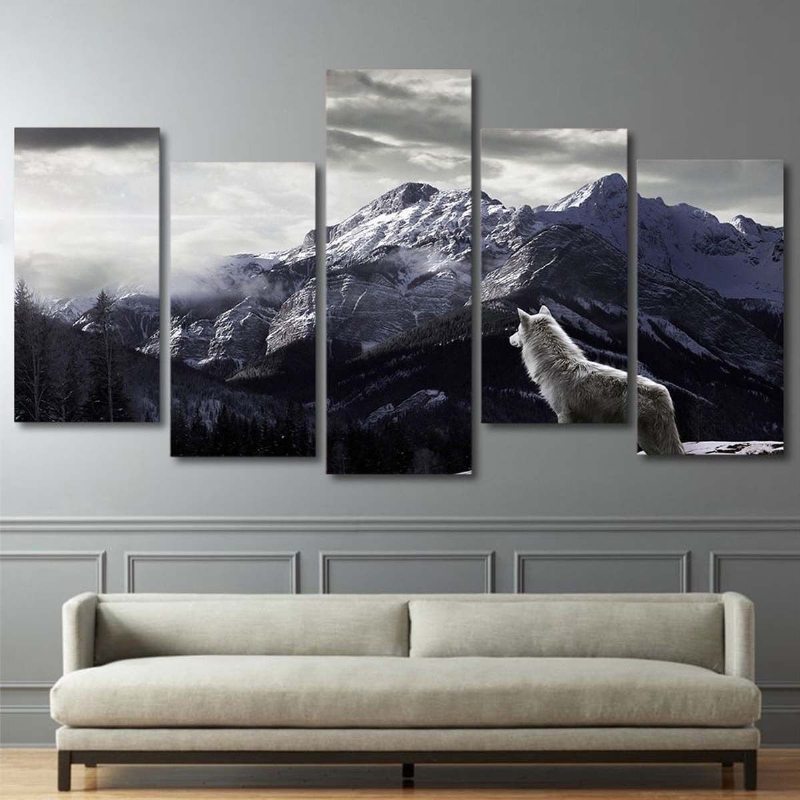 5 Ks Snow Mountain Plateau Wolf Nezarámované Obrazy Na Plátne Nástenná Maľba Art Home Decor