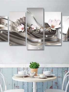 5ks Obraz Na Plátne Moderný Na Stenu Art Decor Home Abstract Flower Giclee Framed