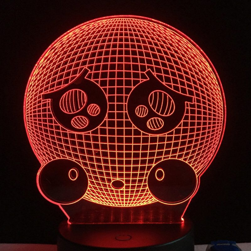 7 Farieb Roztomilé Plačúce Emoji Face 3d Led Svetlá Farebný Dekor S Dotykovým Ovládaním