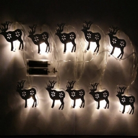 Batériové Napájanie 1.65 M 10 Led Diód Elk Tvar Teplá Biela Vnútorná Nočná Nálada Rozprávkové Svetlo Na Vianoce