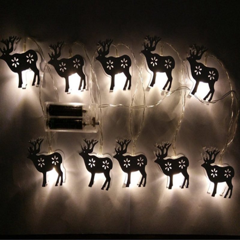 Batériové Napájanie 1.65 M 10 Led Diód Elk Tvar Teplá Biela Vnútorná Nočná Nálada Rozprávkové Svetlo Na Vianoce