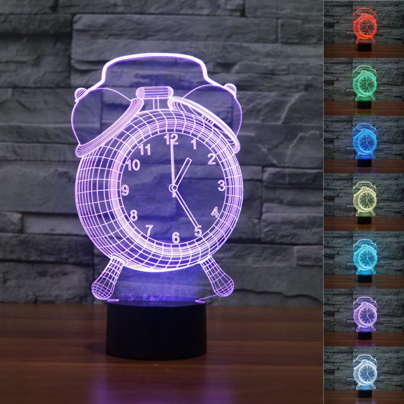 Budík 3d Vizuálne Led Nočné Svetlo Usb Nabíjanie V Spálni Home Decor