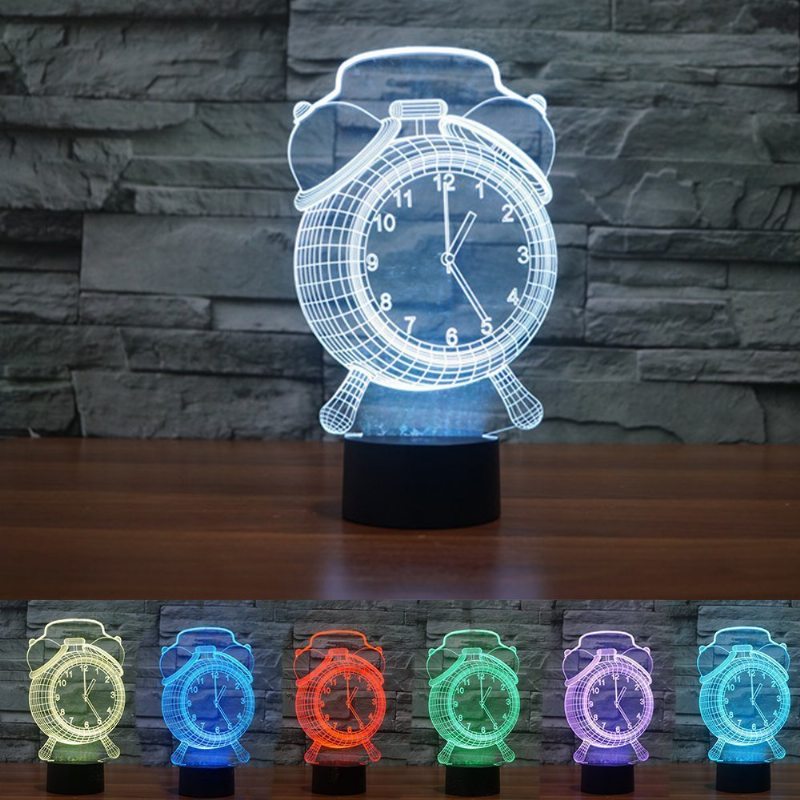 Budík 3d Vizuálne Led Nočné Svetlo Usb Nabíjanie V Spálni Home Decor