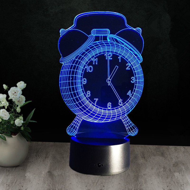 Budík 3d Vizuálne Led Nočné Svetlo Usb Nabíjanie V Spálni Home Decor