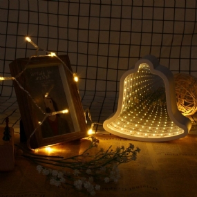 Creative Cute Bell Mirror Lamp Led Tunelové Nočné Svetlo Pre Dieťa Darček Atmosféra Biela/teplá Biela