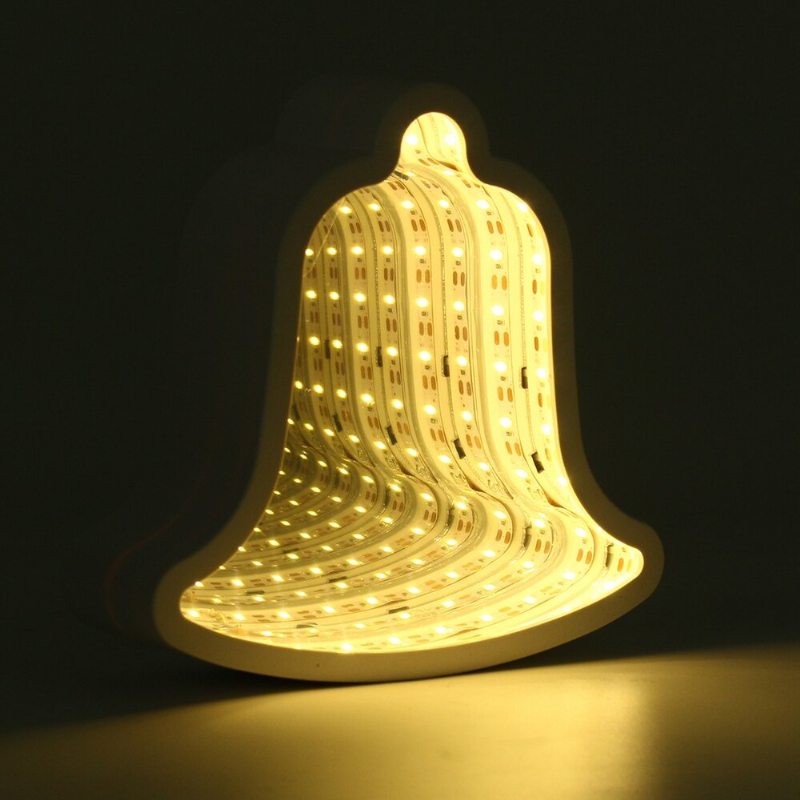 Creative Cute Bell Mirror Lamp Led Tunelové Nočné Svetlo Pre Dieťa Darček Atmosféra Biela/teplá Biela