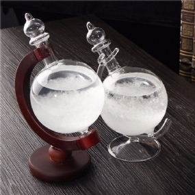 Decbest Predpoveď Počasia Krištáľové Drevo Sklenená Základňa Storm Glass Krištáľový Ornament V Tvare Diamantu