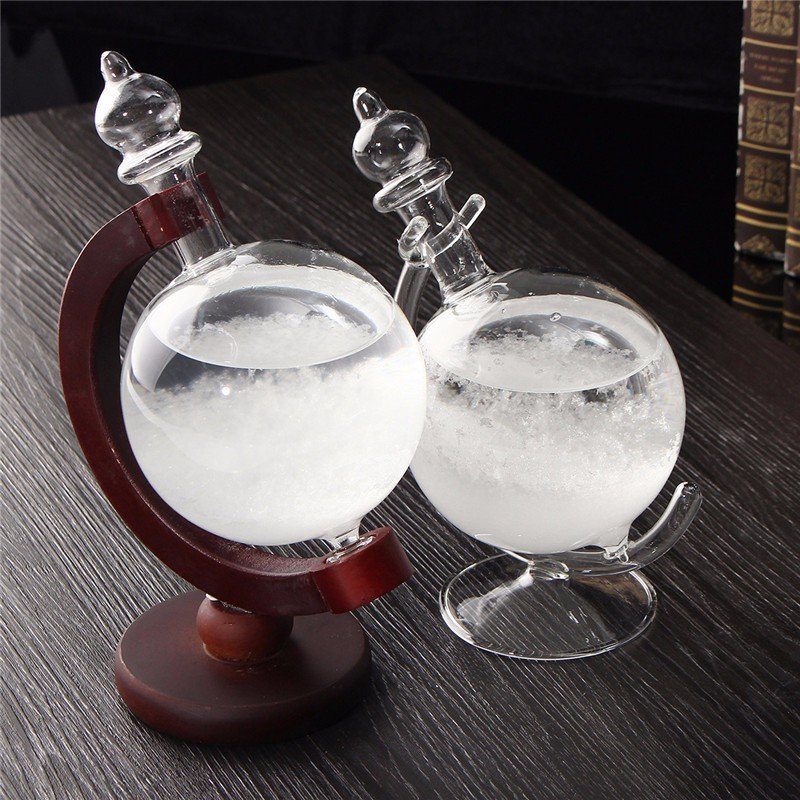 Decbest Predpoveď Počasia Krištáľové Drevo Sklenená Základňa Storm Glass Krištáľový Ornament V Tvare Diamantu