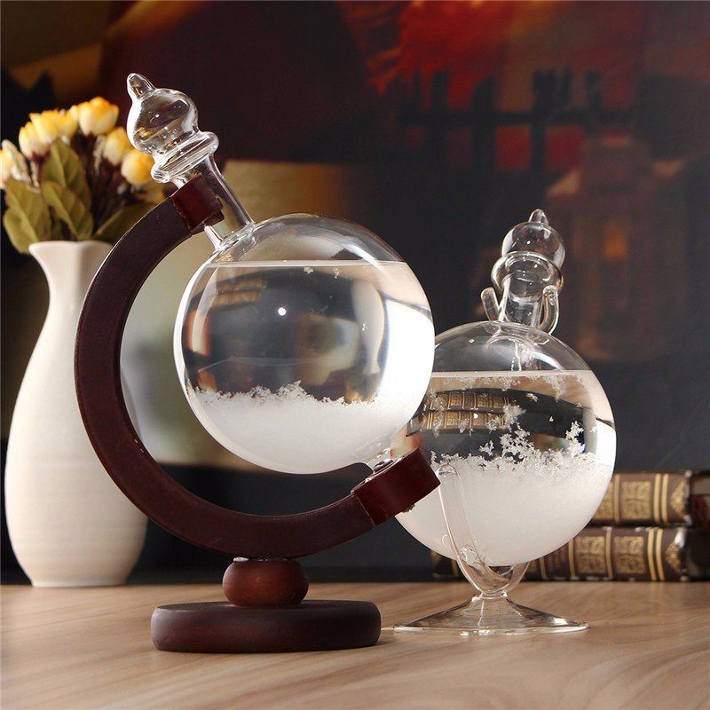 Decbest Predpoveď Počasia Krištáľové Drevo Sklenená Základňa Storm Glass Krištáľový Ornament V Tvare Diamantu