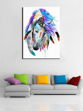 Diy Paint By Number Kit Olejomaľba Indian Horse Wall Art Home Decor Framed/blessed