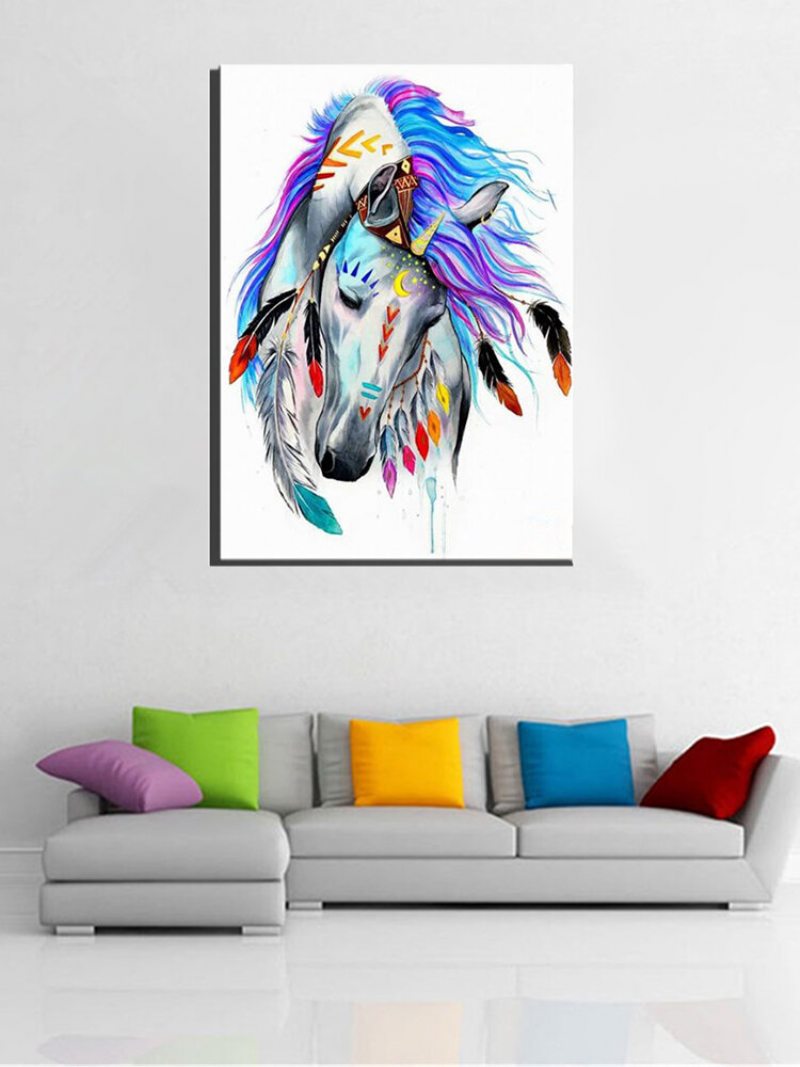 Diy Paint By Number Kit Olejomaľba Indian Horse Wall Art Home Decor Framed/blessed