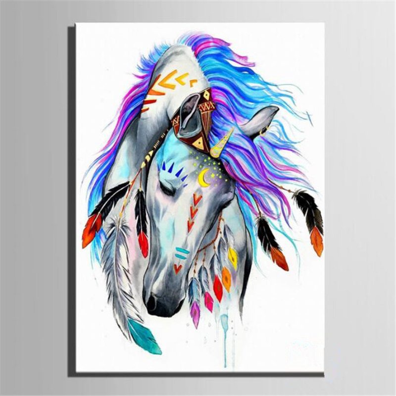 Diy Paint By Number Kit Olejomaľba Indian Horse Wall Art Home Decor Framed/blessed