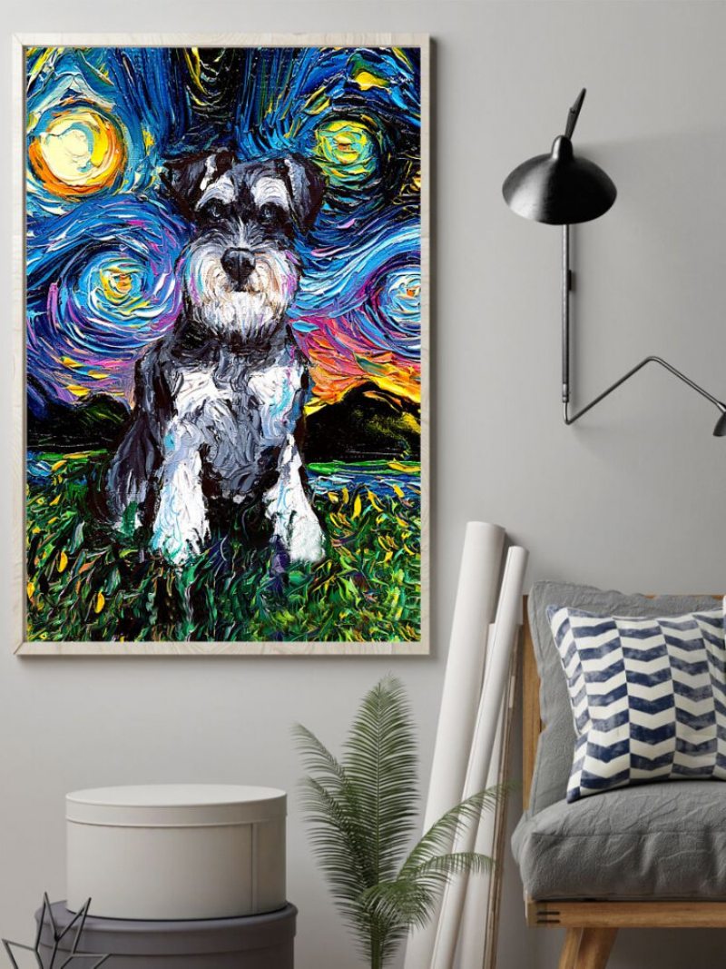 Dog And Sky Nezarámovaná Abstraktná Olejomaľba Na Plátne Nástenné Umenie Obývacia Izba Home Decor