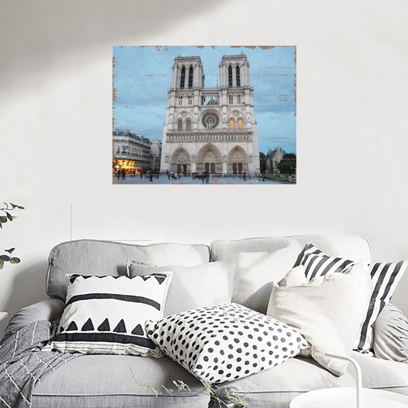 Drevená Doska Dekoračná Maľba Paris Building Nástenná Pre Domácu Dekoráciu