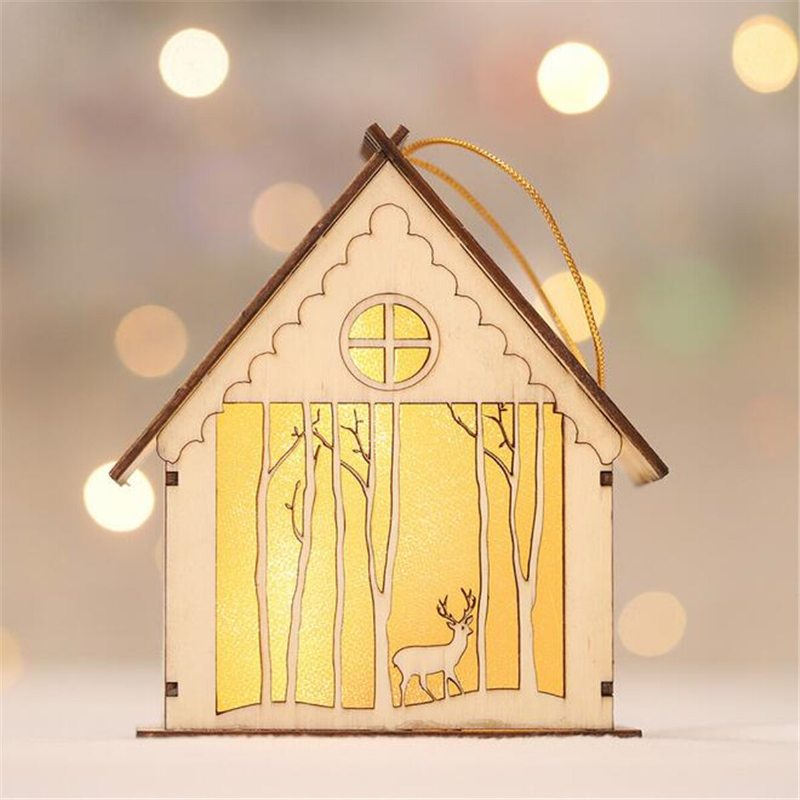 Drevený Santa Claus Snehuliak Elk Night Light Vianočný Darček Závesný Mini Domček Vyrobený Z Dreva