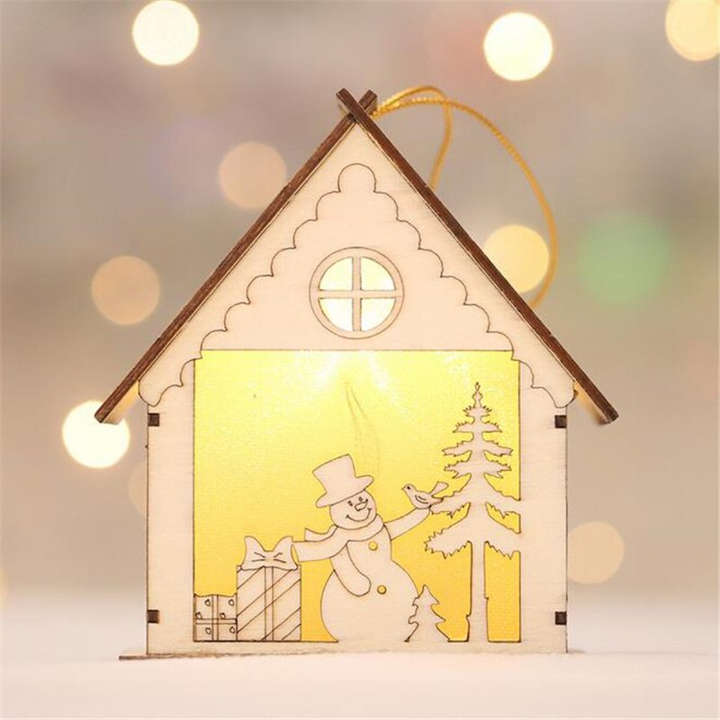 Drevený Santa Claus Snehuliak Elk Night Light Vianočný Darček Závesný Mini Domček Vyrobený Z Dreva