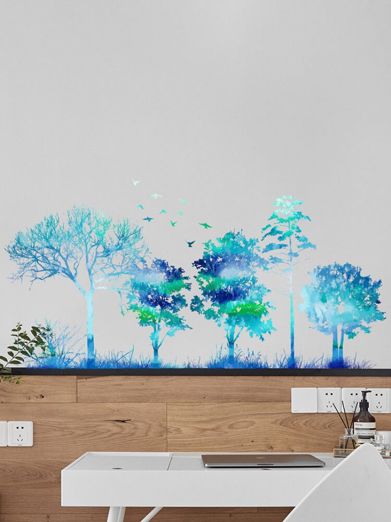 Farebný Prechod Skladací Vzor Lesného Stromu Samolepiace Nálepky Na Stenu Obývacia Izba Spálňa