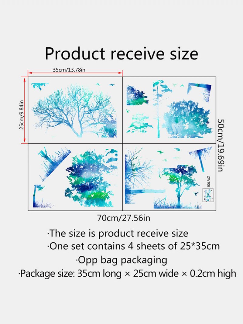 Farebný Prechod Skladací Vzor Lesného Stromu Samolepiace Nálepky Na Stenu Obývacia Izba Spálňa
