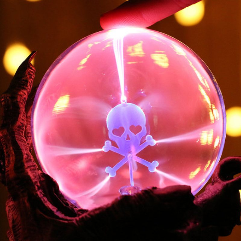 Halloween Skull Magic Ball Funny Night Light Kreatívna Elektrostatická Indukčná Lampa Home Decor