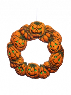 Halloween Strašidelný Veniec Vešiak Na Dvere Závesná Rekvizita Home Decor Led Lampáš Tekvica