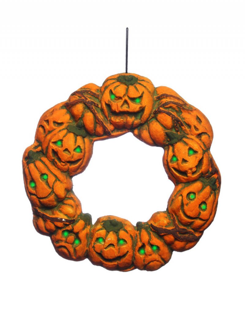 Halloween Strašidelný Veniec Vešiak Na Dvere Závesná Rekvizita Home Decor Led Lampáš Tekvica