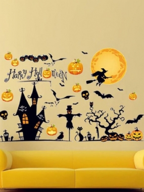 Halloween Tekvica Odstraňuje Nálepky Na Stenu Obývacia Izba Spálňa Sklenené Okno Na Pozadí Dekorácie