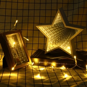 Kreatívna Roztomilá Hviezdicová Zrkadlová Lampa Led Tunelové Nočné Svetlo Pre Dieťa Darček Atmosféra Biela/teplá Biela