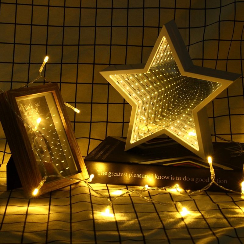 Kreatívna Roztomilá Hviezdicová Zrkadlová Lampa Led Tunelové Nočné Svetlo Pre Dieťa Darček Atmosféra Biela/teplá Biela