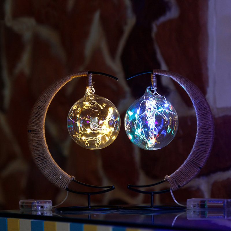 Led Nočné Svetlo Ručne Vyrábané Ratanové Guľôčkové Kované Rámy Creative Home Light Decor