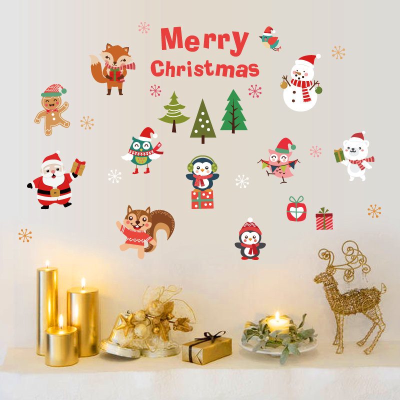 Miico Sk6038 Vianočná Nálepka Novetly Cartoon Nálepky Na Stenu Pre Detskú Izbu Dekorácia Časť