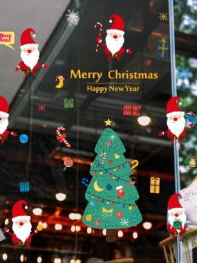 Miico Sk9230 Vianočná Nálepka Na Stenu Catoon Odnímateľná Pre Dekoráciu Miestnosti Na Vianočný Večierok