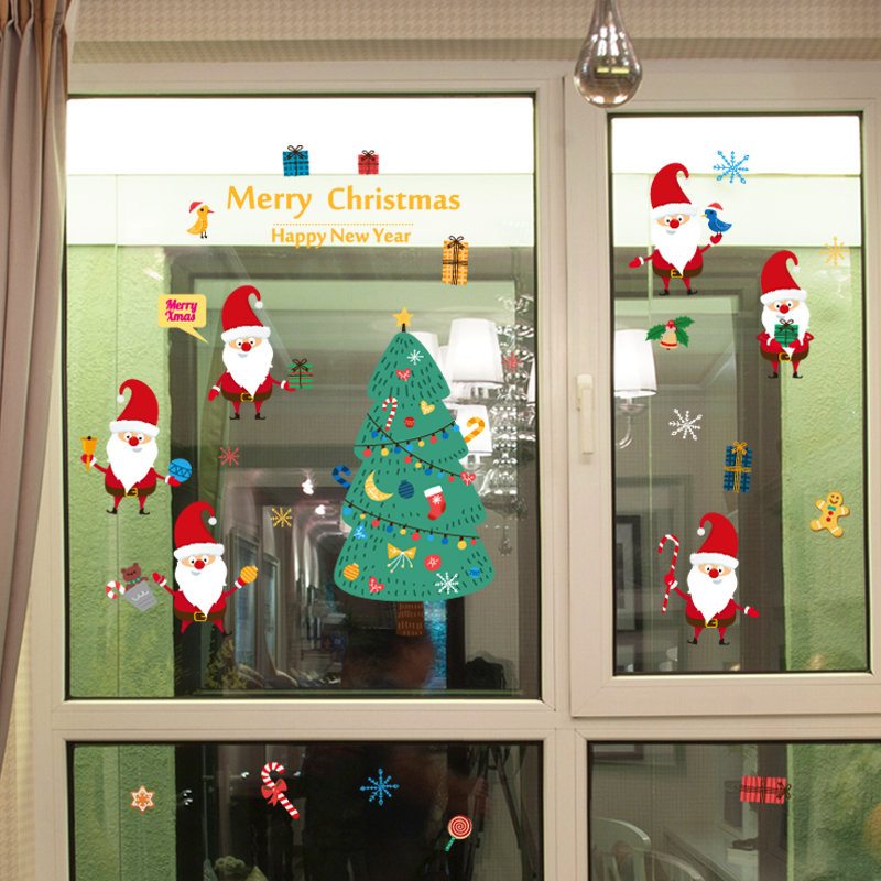 Miico Sk9230 Vianočná Nálepka Na Stenu Catoon Odnímateľná Pre Dekoráciu Miestnosti Na Vianočný Večierok
