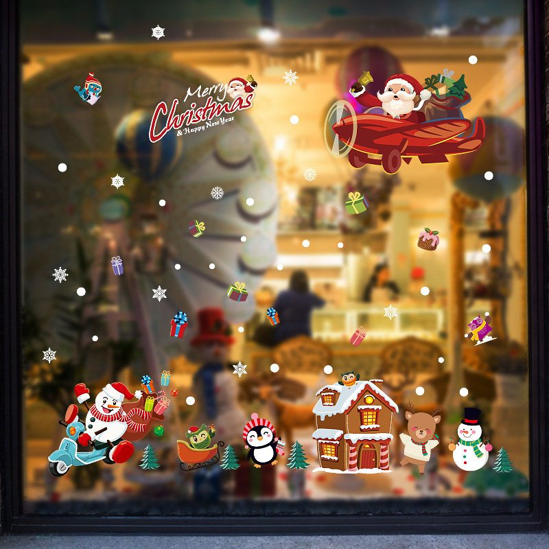 Miico Sk9245 Vianočná Nálepka Kreslené Zvieratká Nálepky Na Stenu Odnímateľné Pre Vianočnú Výzdobu