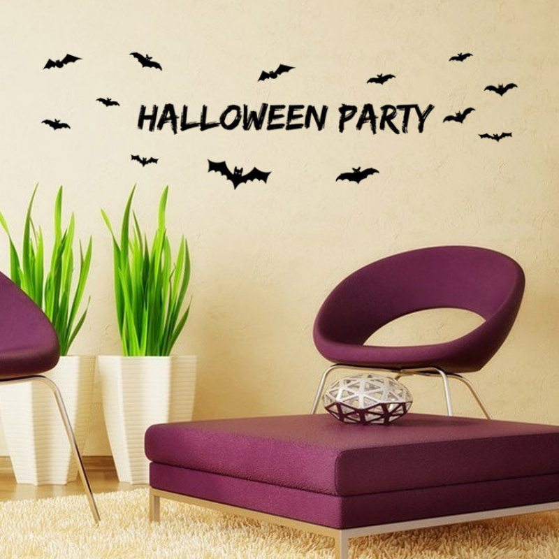 Nálepka Miico Halloween Party Odnímateľná Na Stenu Halloweenske Dekorácie Miestnosti