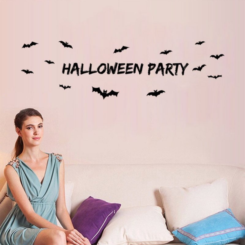 Nálepka Miico Halloween Party Odnímateľná Na Stenu Halloweenske Dekorácie Miestnosti