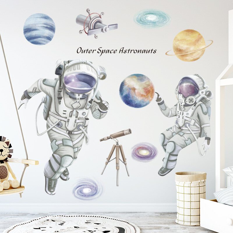 Nálepka Na Stenu S Motívom Vesmíru Astronaut Dekorácia Na V Internáte Obývacia Izba Samolepiaca 3d Do Spálne