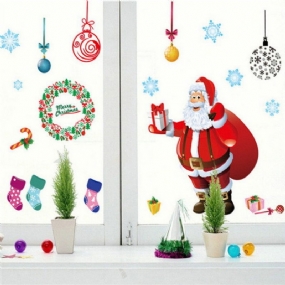 Nálepka Na Stenu S Vianočným Stromčekom Santa Claus Darčeková Dekorácia Na Do Okna