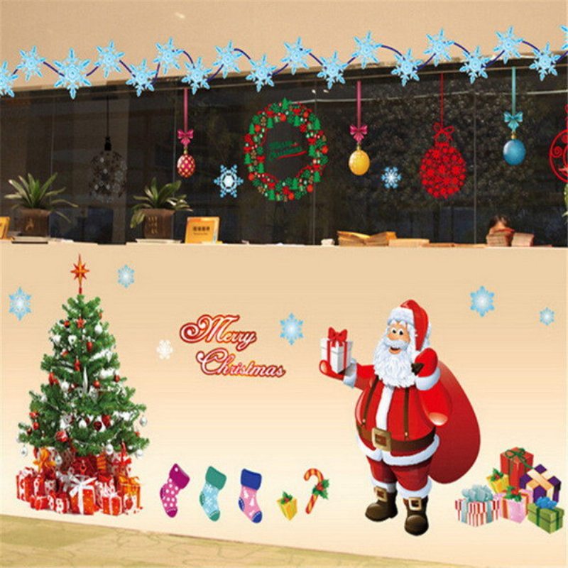 Nálepka Na Stenu S Vianočným Stromčekom Santa Claus Darčeková Dekorácia Na Do Okna