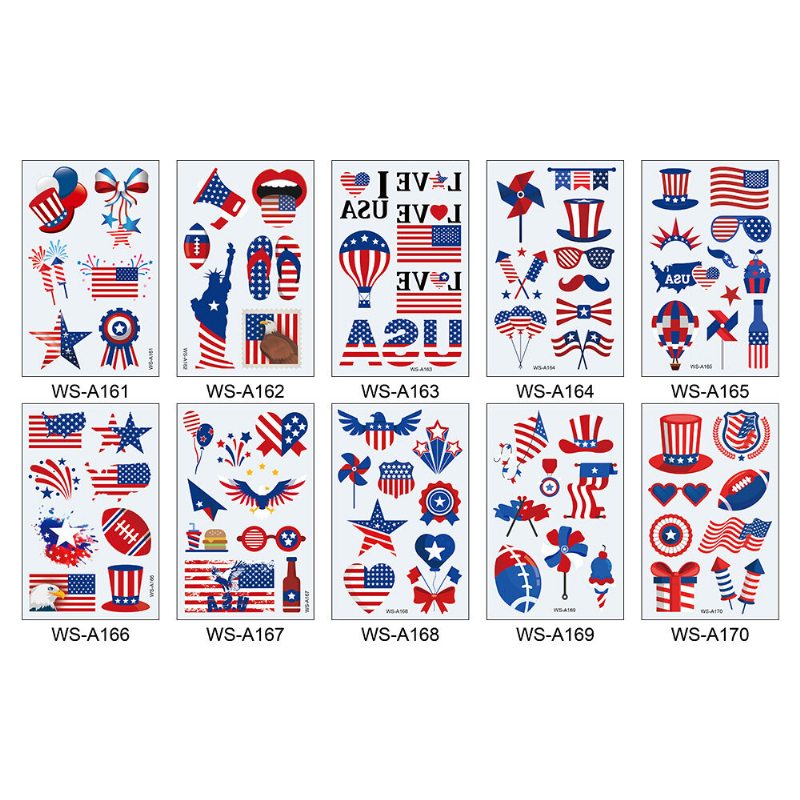Nálepky Na Tetovanie S Americkou Vlajkou Pančuchy S Uzlom Na Chrbte Nepremokavé Na Párty Rekvizity Na Deň Nezávislosti