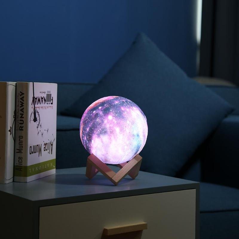 Nová 3d Tlač Moon Lamp Space Led Nočné Svetlo Diaľkové Ovládanie Usb Nabíjanie Valentínsky Darček