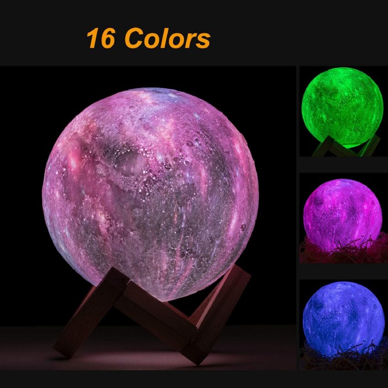 Nová 3d Tlač Moon Lamp Space Led Nočné Svetlo Diaľkové Ovládanie Usb Nabíjanie Valentínsky Darček