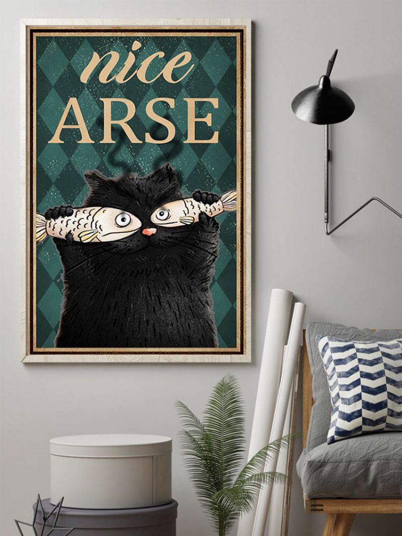 Obraz Na Plátne So Vzorom Čiernej Mačky A Ryby Nezarámovaný Na Do Obývacej Izby Do Obývačky