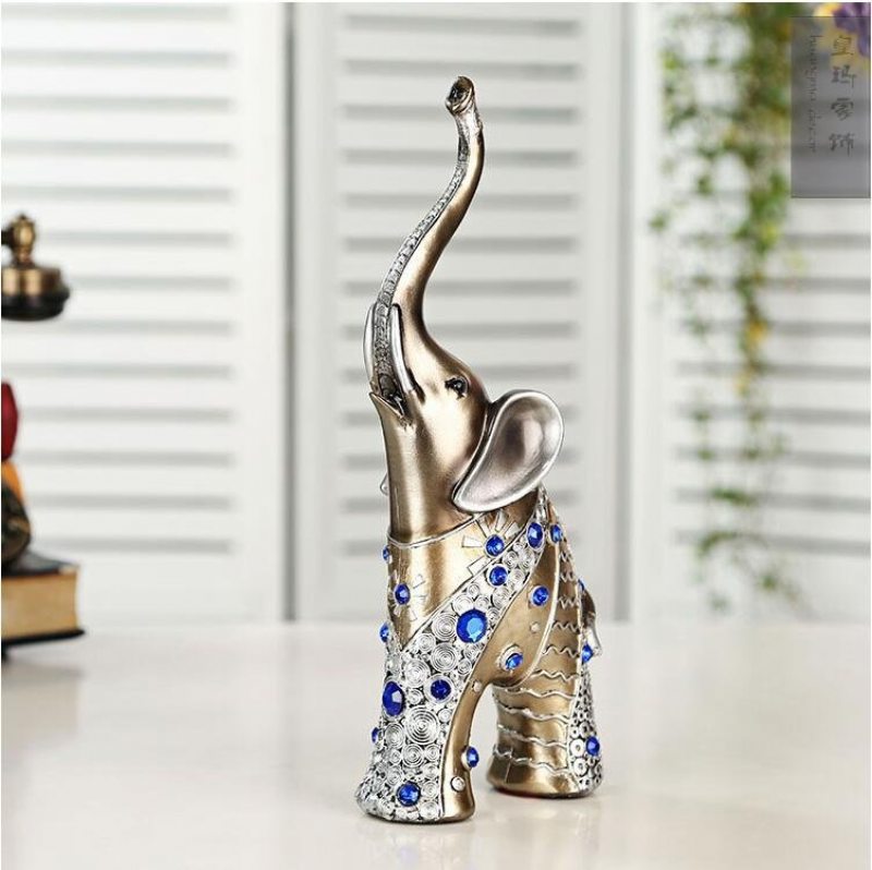Pár Sloních Ozdôb Zo Živice S Diamantovou Jednoduchou Modernou Dekoráciou