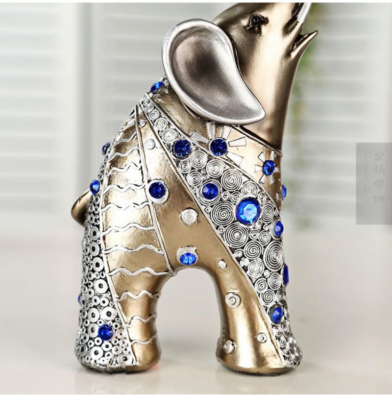 Pár Sloních Ozdôb Zo Živice S Diamantovou Jednoduchou Modernou Dekoráciou