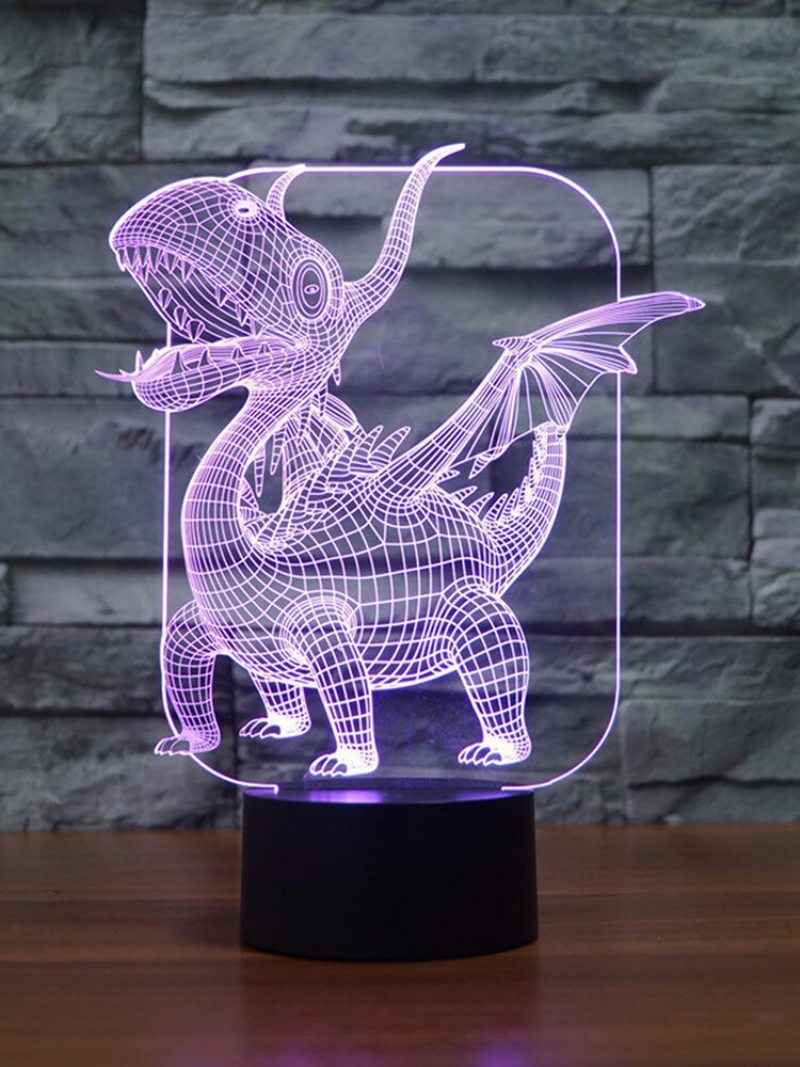 Pterosauria 3d Led Ilúzia Nočné Svetlo 7 Zmeniť Farbu Dotykový Vypínač Stolná Lampa