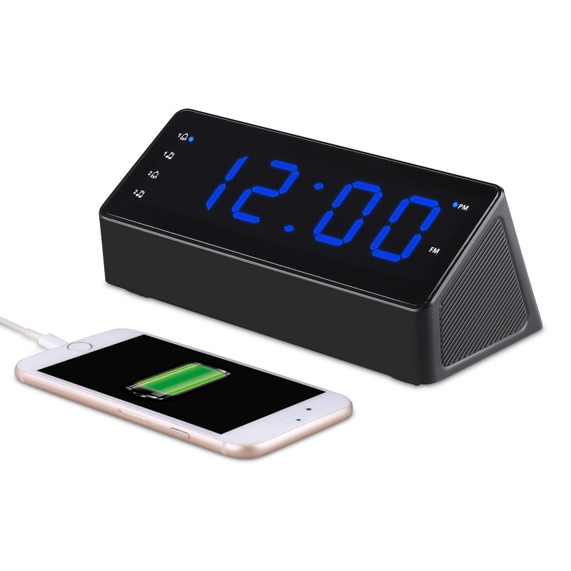 Rádiobudík 1.2-palcový Led Displej Fm Hudba Časovač Spánku Snooze 2 Usb Nabíjanie Smart Telefón Napájanie Hodiny Rádio Reproduktor